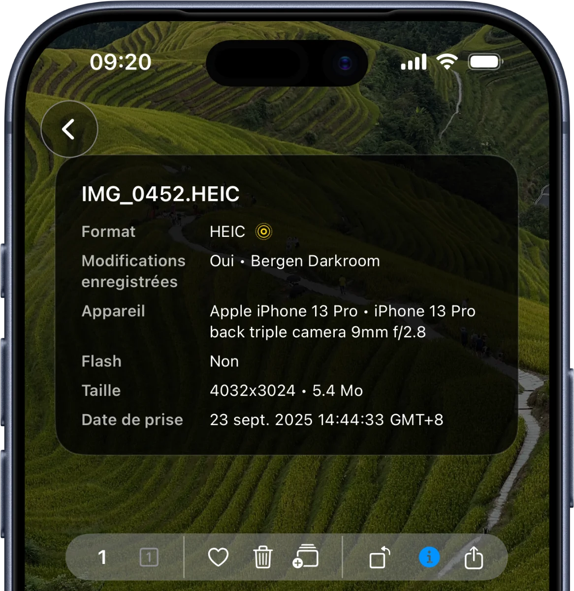 Consultez les informations sur vos photos