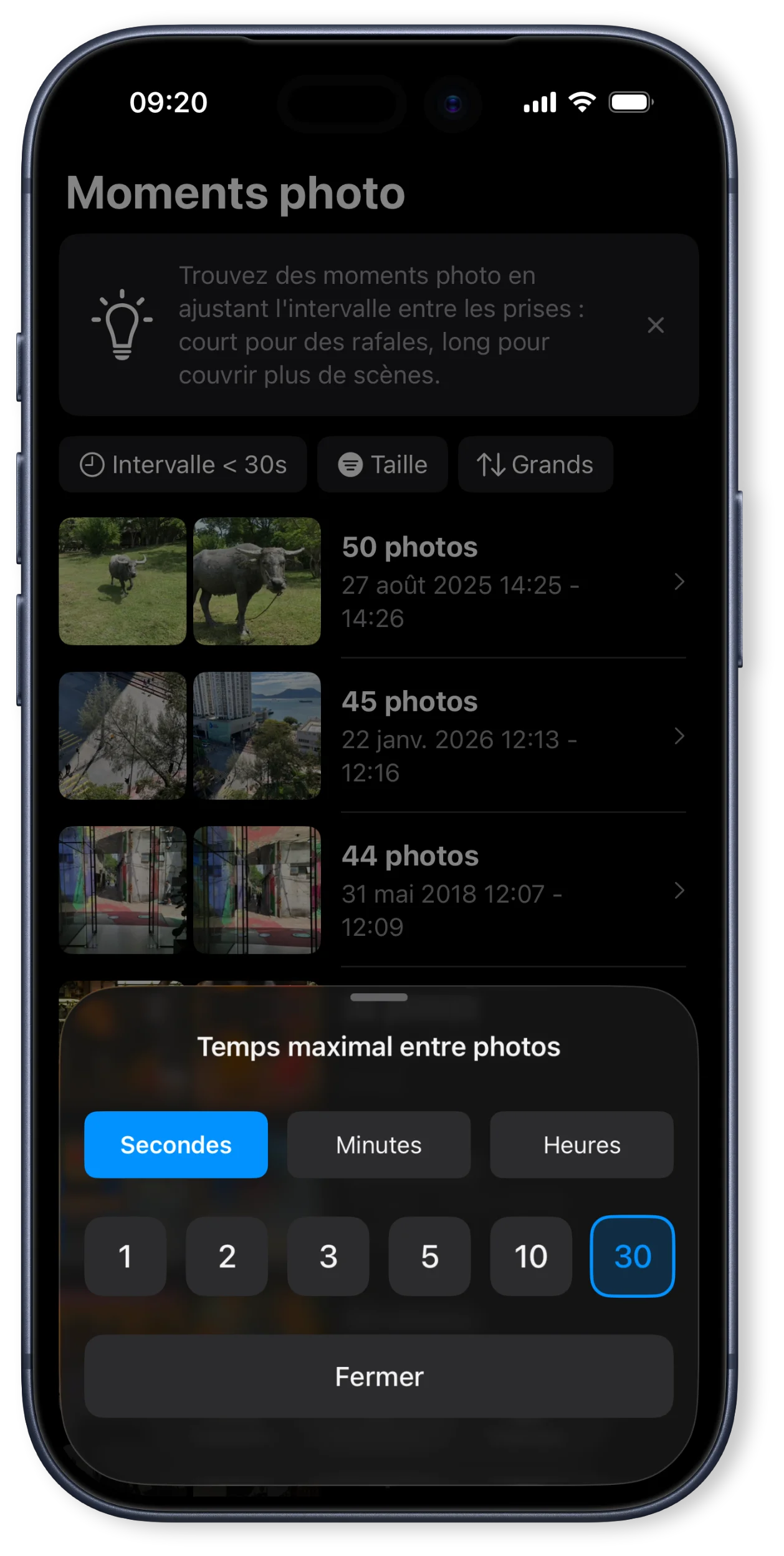 Trouvez vos photos similaires dans vos moments photo