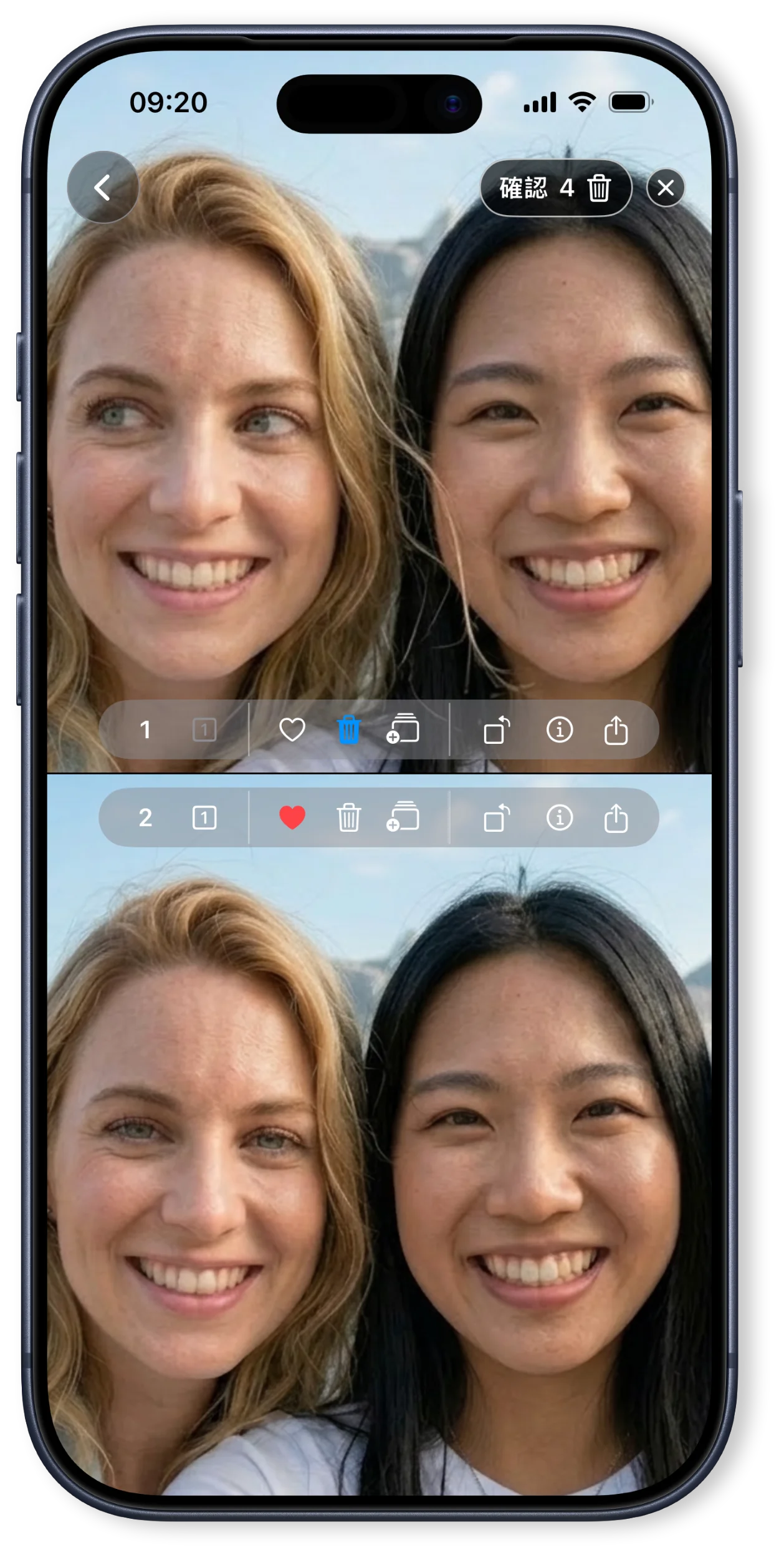 並排比較照片,同步縮放